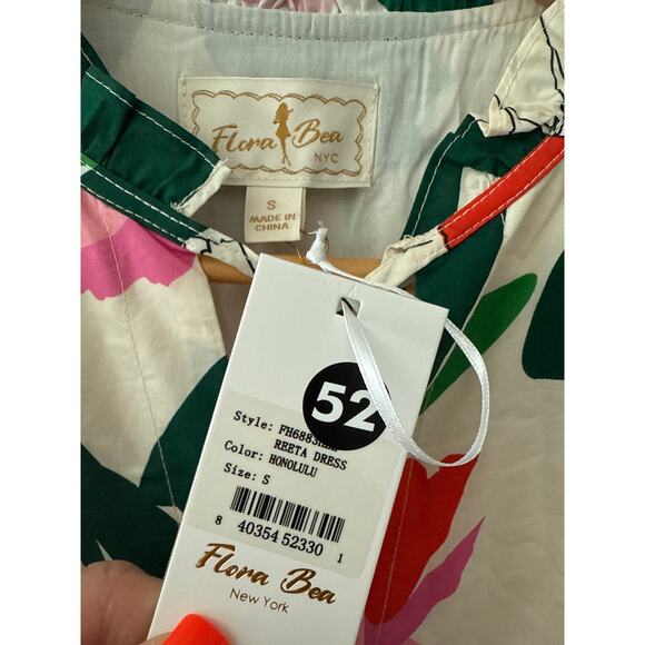 Flora Bea NYC‎ Reeta Honolulu Poplin Colorful Floral Tiered Dress Size Small - Picture 8 of 11